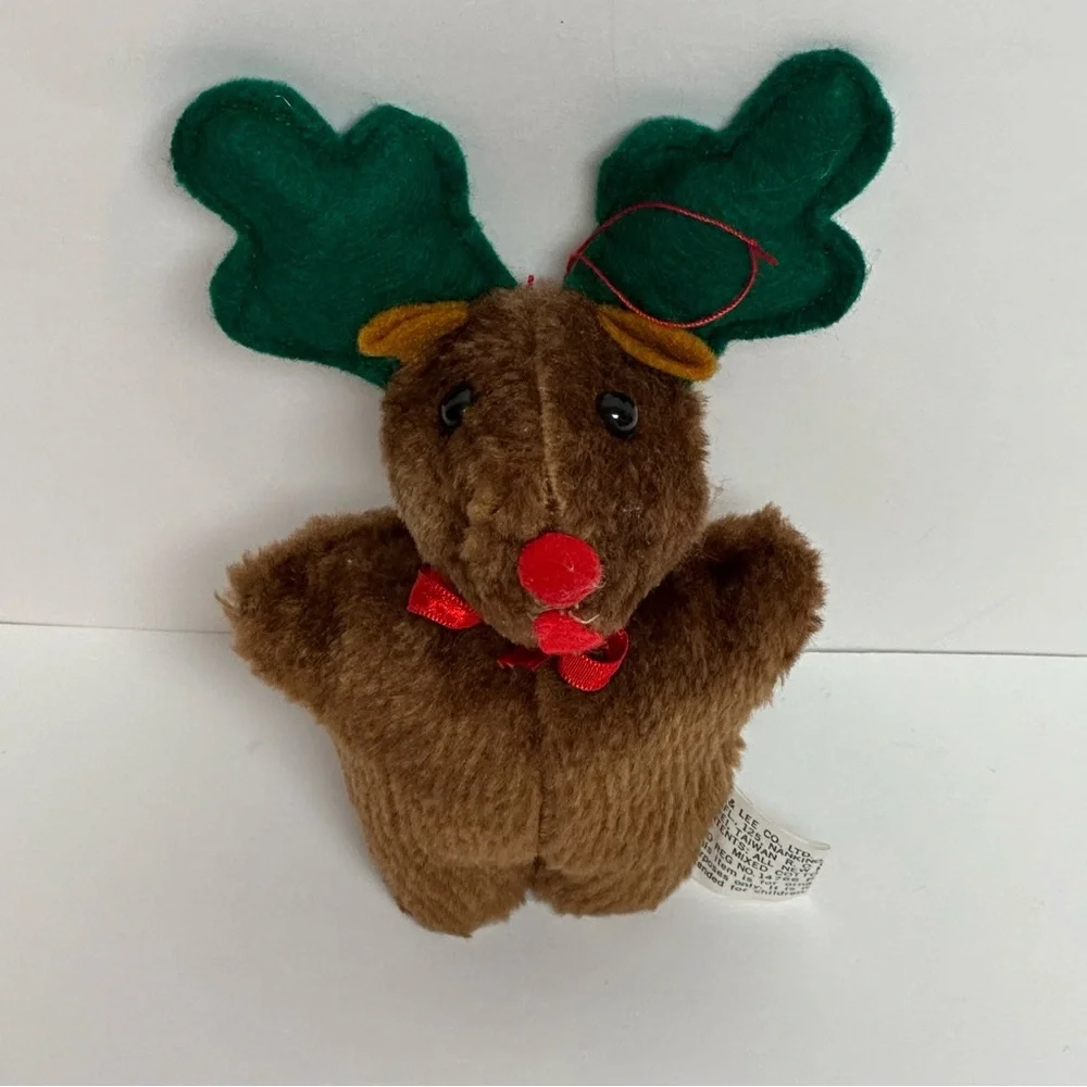 Christmas Ornament Plush Brown Mouse Green Moose Antlers 6.5 in. Rex & Lee Co.